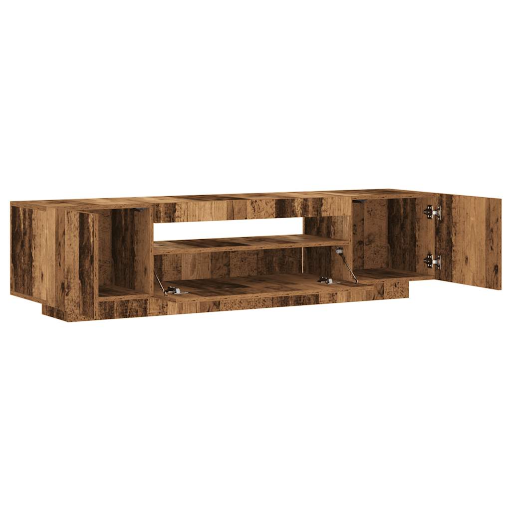 Tv-meubel met LED 160x35x40 cm bewerkt hout oud hout