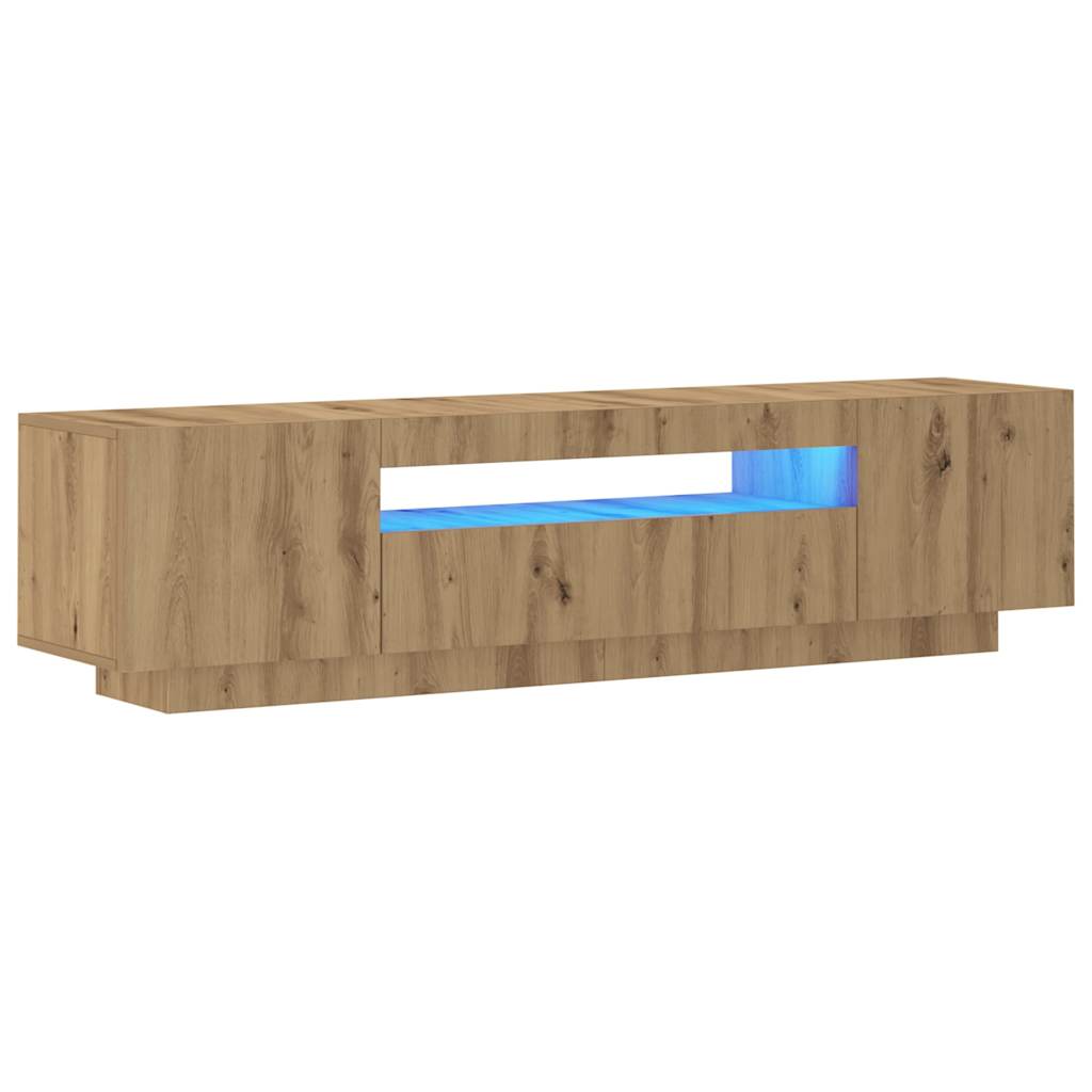 Tv-meubel met LED 160x35x40 cm bewerkt hout oud hout