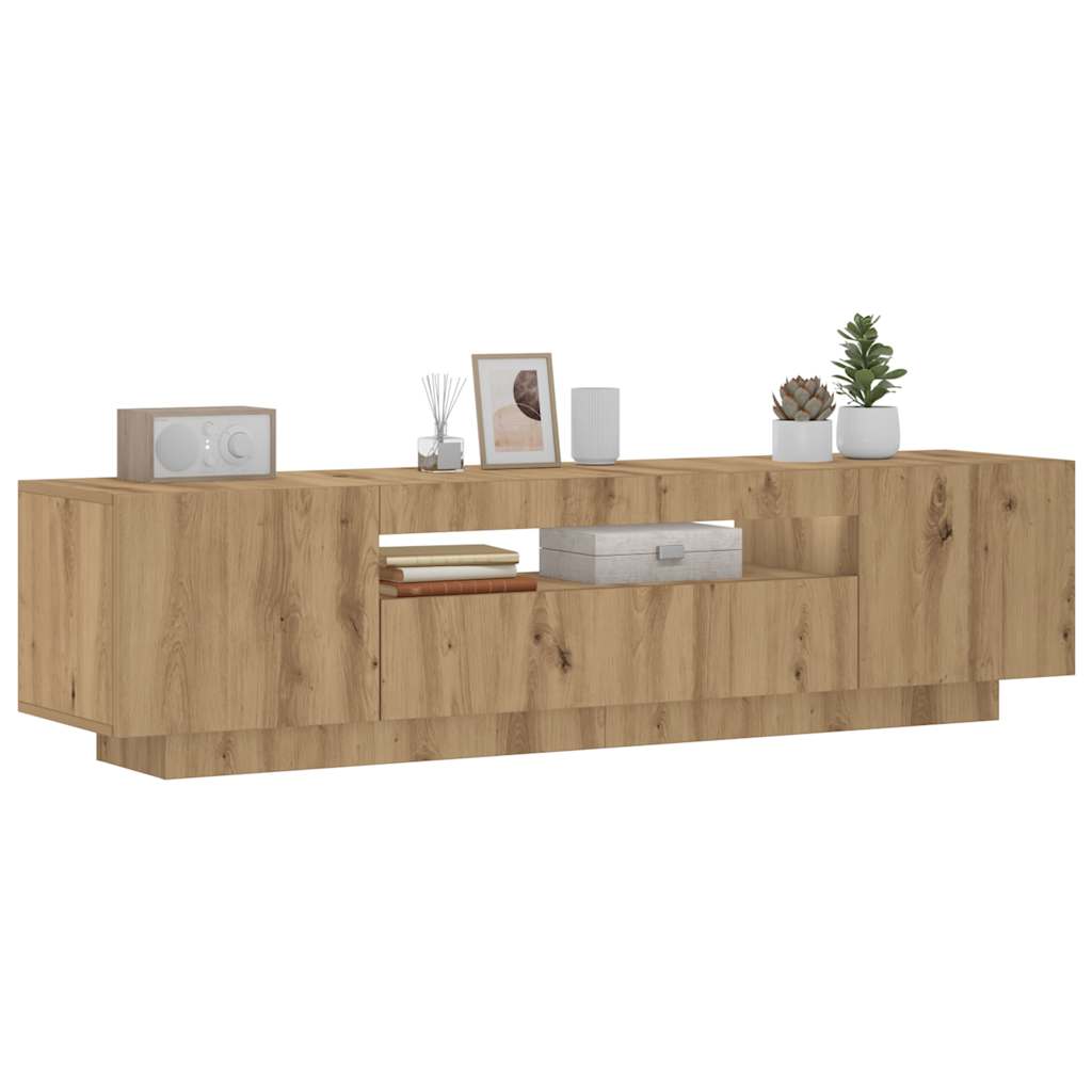 Tv-meubel met LED 160x35x40 cm bewerkt hout oud hout