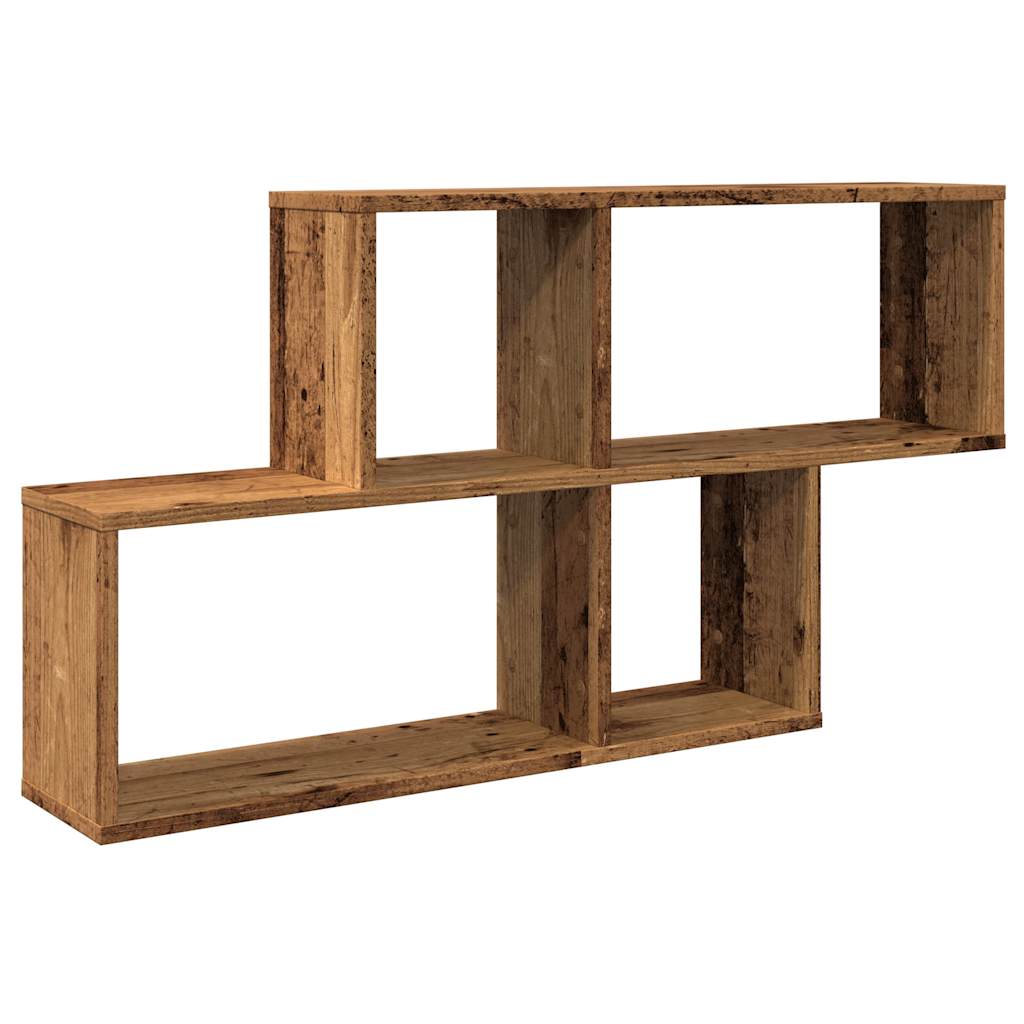 Wandschap 100x18x53 cm bewerkt hout artisanaal eikenkleurig