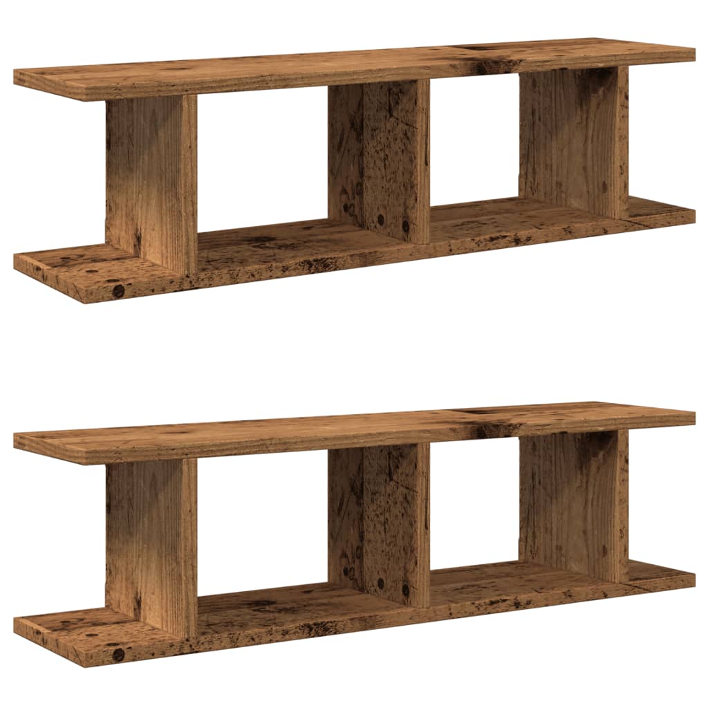 Wandschappen 2 st 75x18x20cm bewerkt hout artisanaal eikenkleur