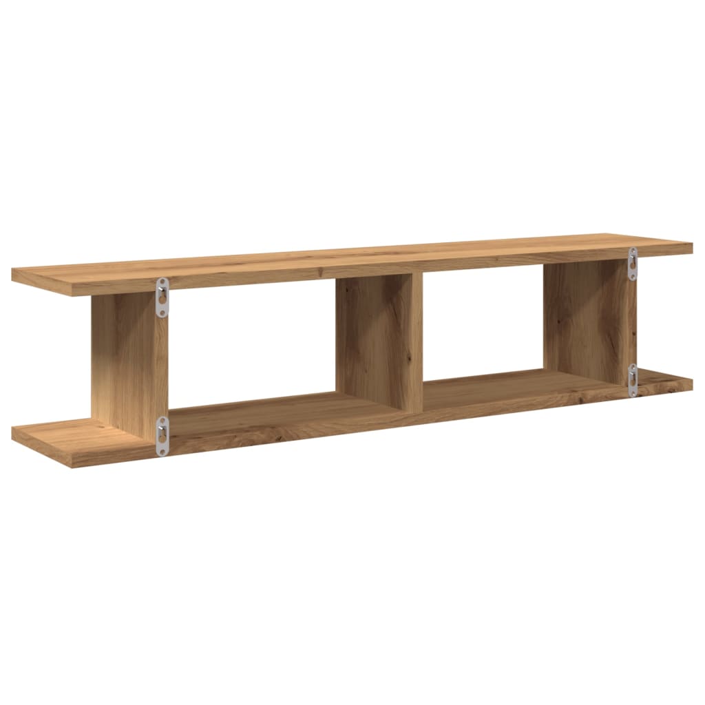 Wandschappen 2 st 75x18x20cm bewerkt hout artisanaal eikenkleur