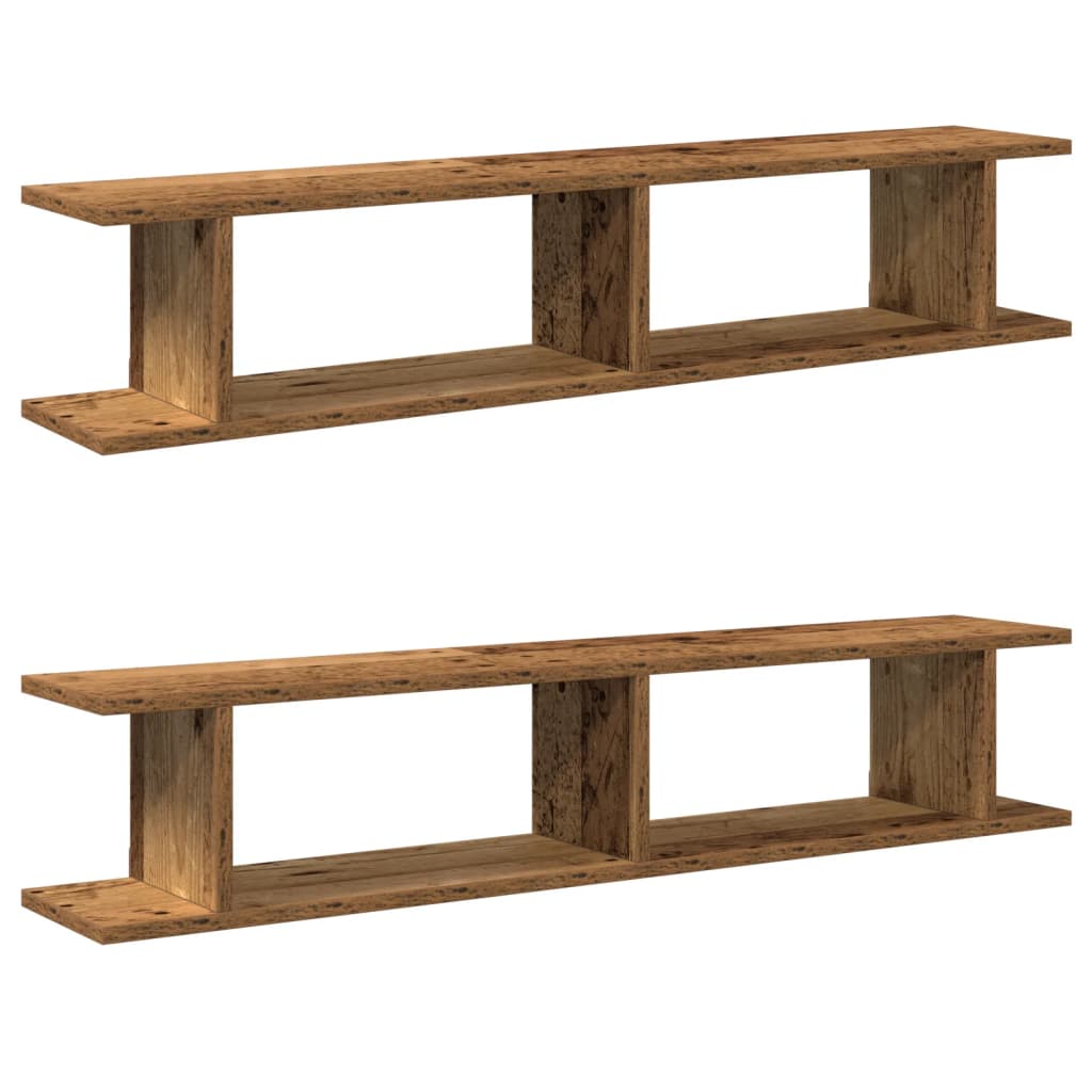 Wandschappen 2 st 75x18x20cm bewerkt hout artisanaal eikenkleur