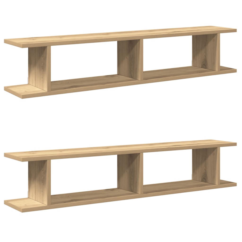 Wandschappen 2 st 75x18x20cm bewerkt hout artisanaal eikenkleur