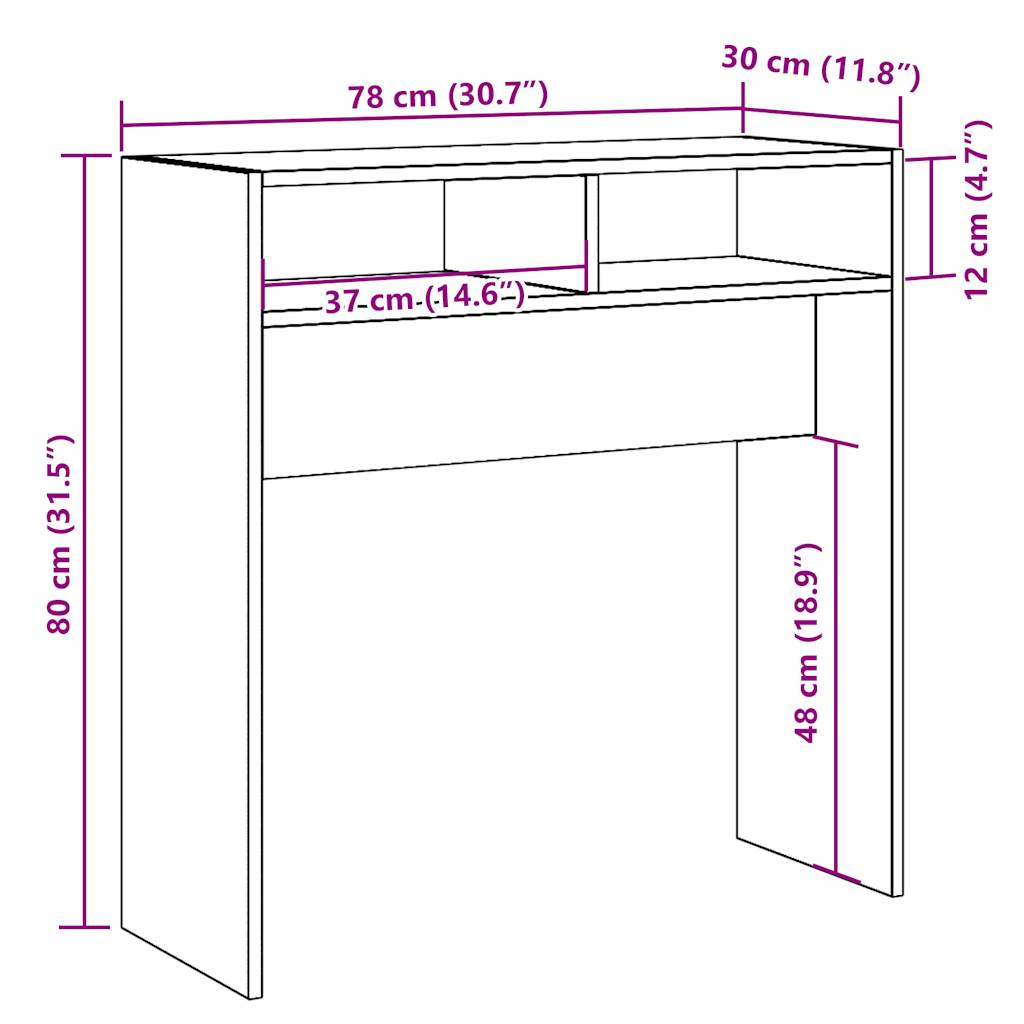 Wandtafel 78x30x80 cm bewerkt hout artisanaal eikenkleur