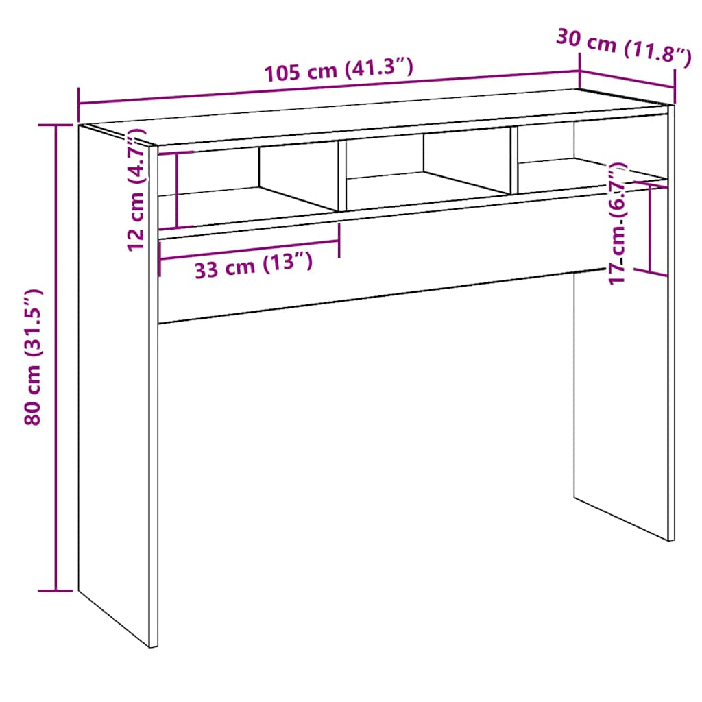 Wandtafel 105x30x80 cm bewerkt hout grijs sonoma eikenkleurig