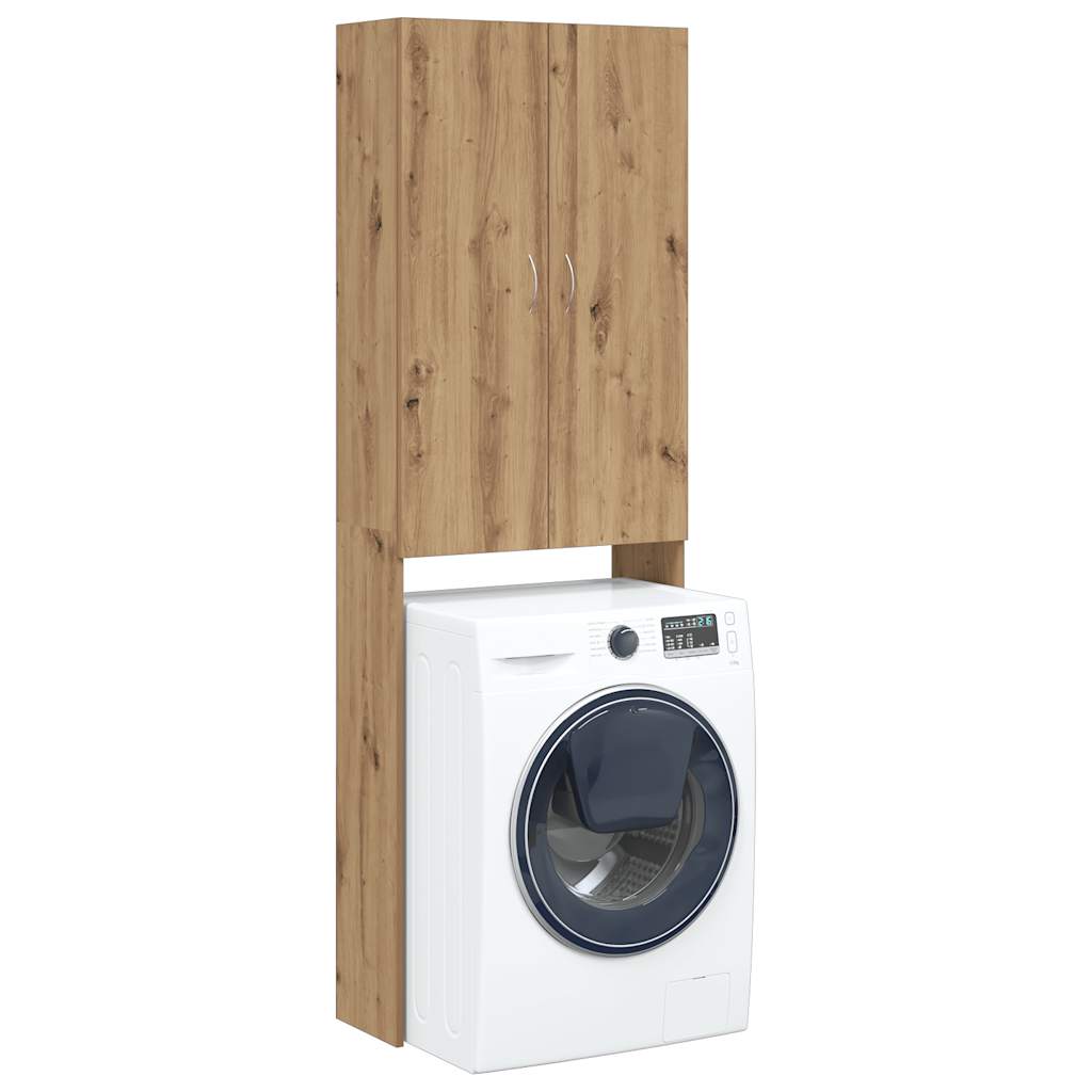 Wasmachinekast 64x25,5x190 cm oud houtkleurig