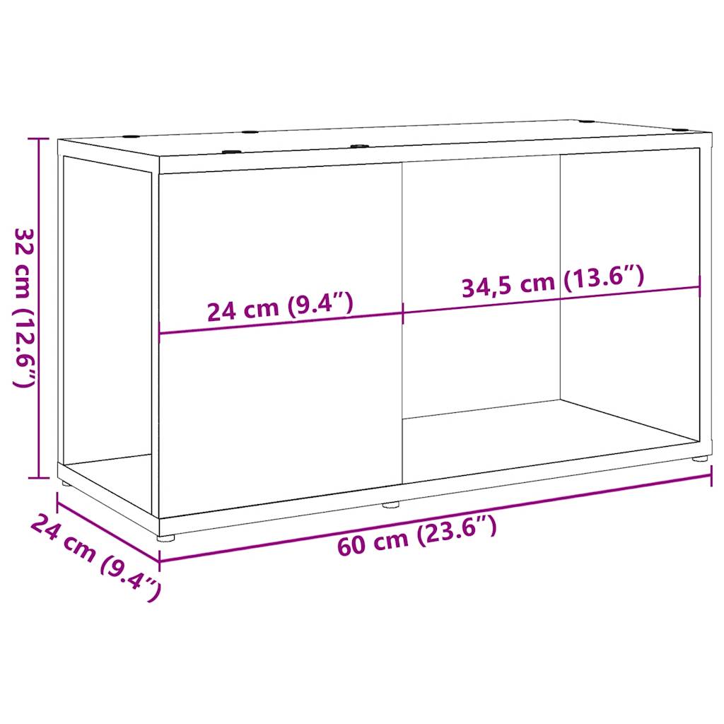 Tv-meubel 60x24x32 cm bewerkt hout oud houtkleurig