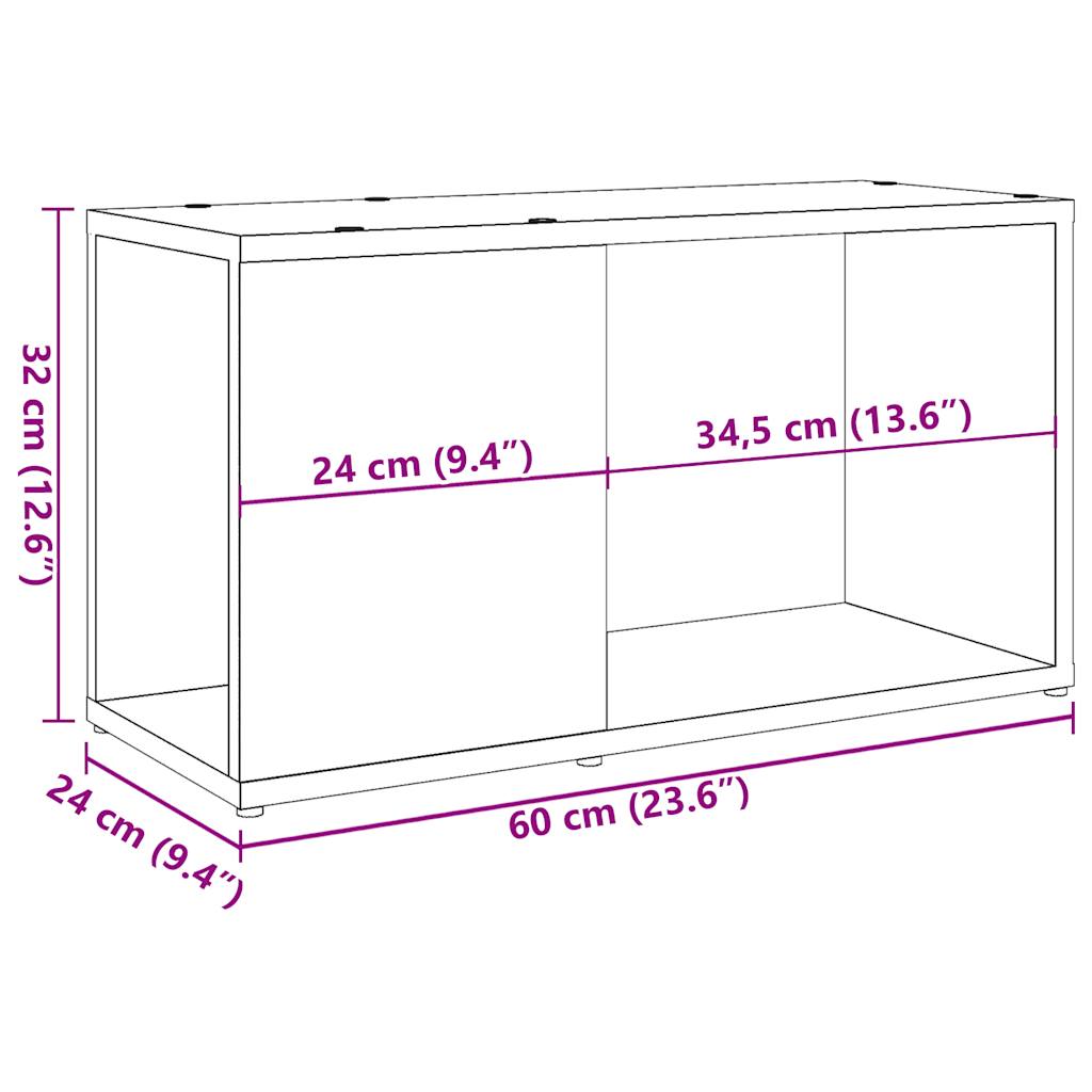 Tv-meubel 60x24x32 cm bewerkt hout oud houtkleurig