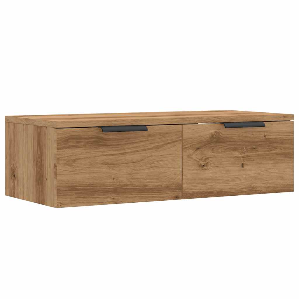 Wandkast 68x30x20 cm bewerkt hout oud houtkleurig