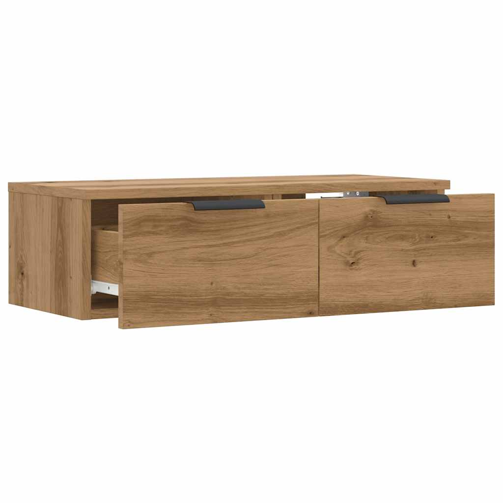 Wandkast 68x30x20 cm bewerkt hout oud houtkleurig