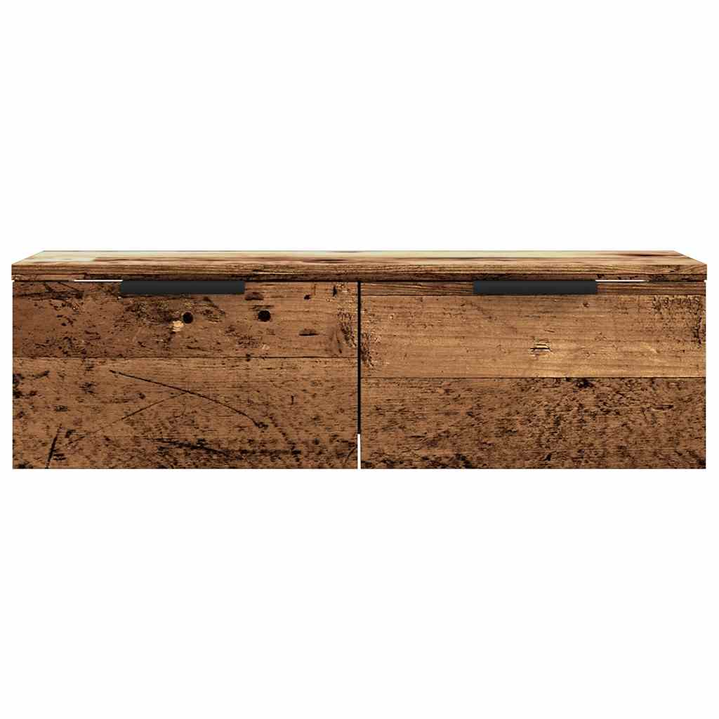 Wandkast 68x30x20 cm bewerkt hout oud houtkleurig