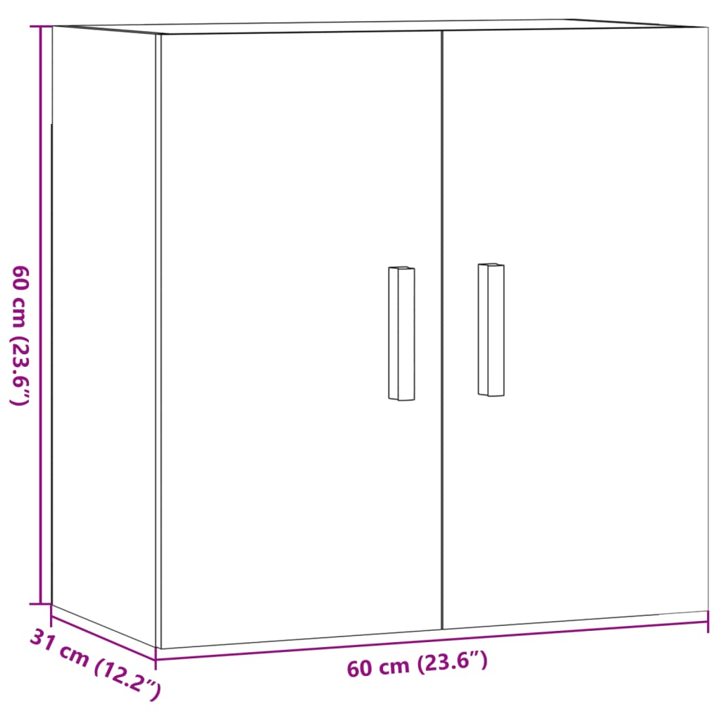 Wandkast 60x31x60 cm bewerkt hout artisanaal eikenkleurig