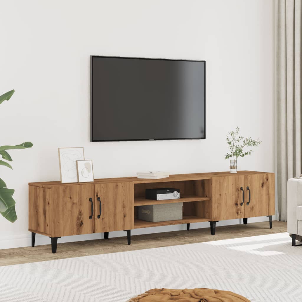 Tv-meubel 180x31,5x40 cm bewerkt hout oud houtkleurig