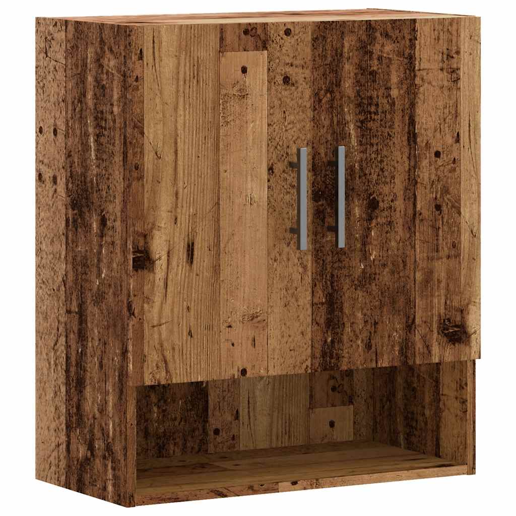 Wandkast 60x31x70 cm bewerkt hout artisanaal eikenkleur