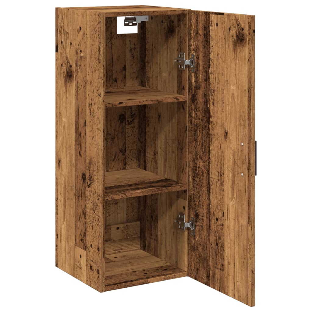 Wandkast 34,5x34x90 cm bewerkt hout oud houtkleur