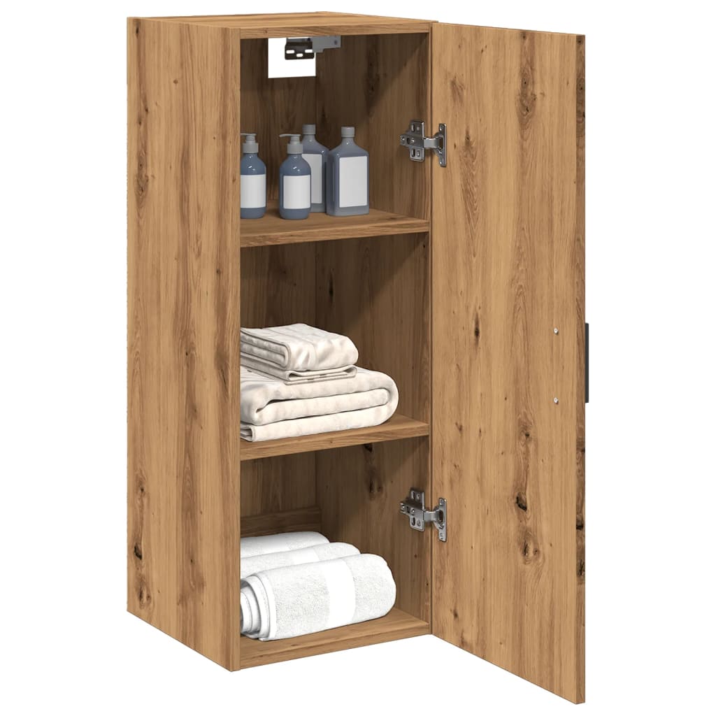 Wandkast 34,5x34x90 cm bewerkt hout oud houtkleur