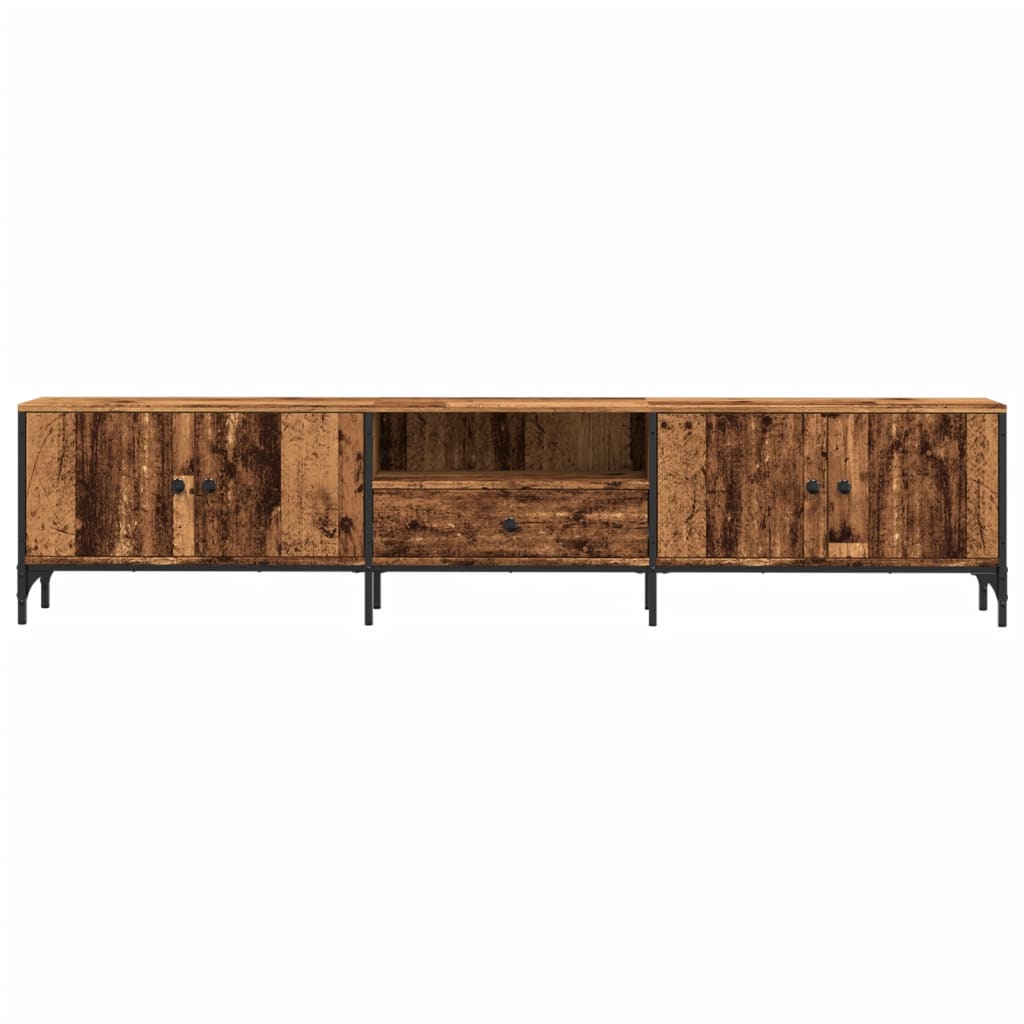 Tv-meubel met lade 200x25x44 cm bewerkt hout artisanaal eiken