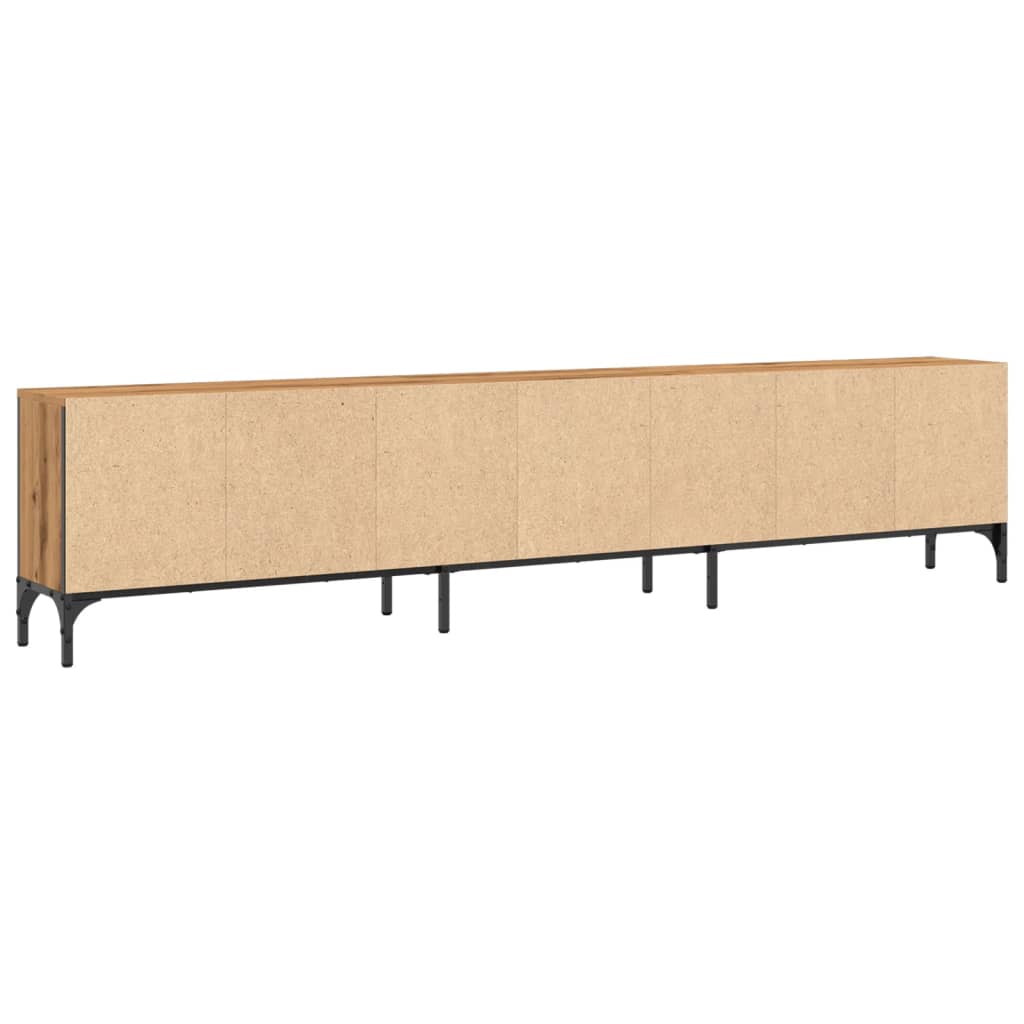 Tv-meubel met lade 200x25x44 cm bewerkt hout artisanaal eiken