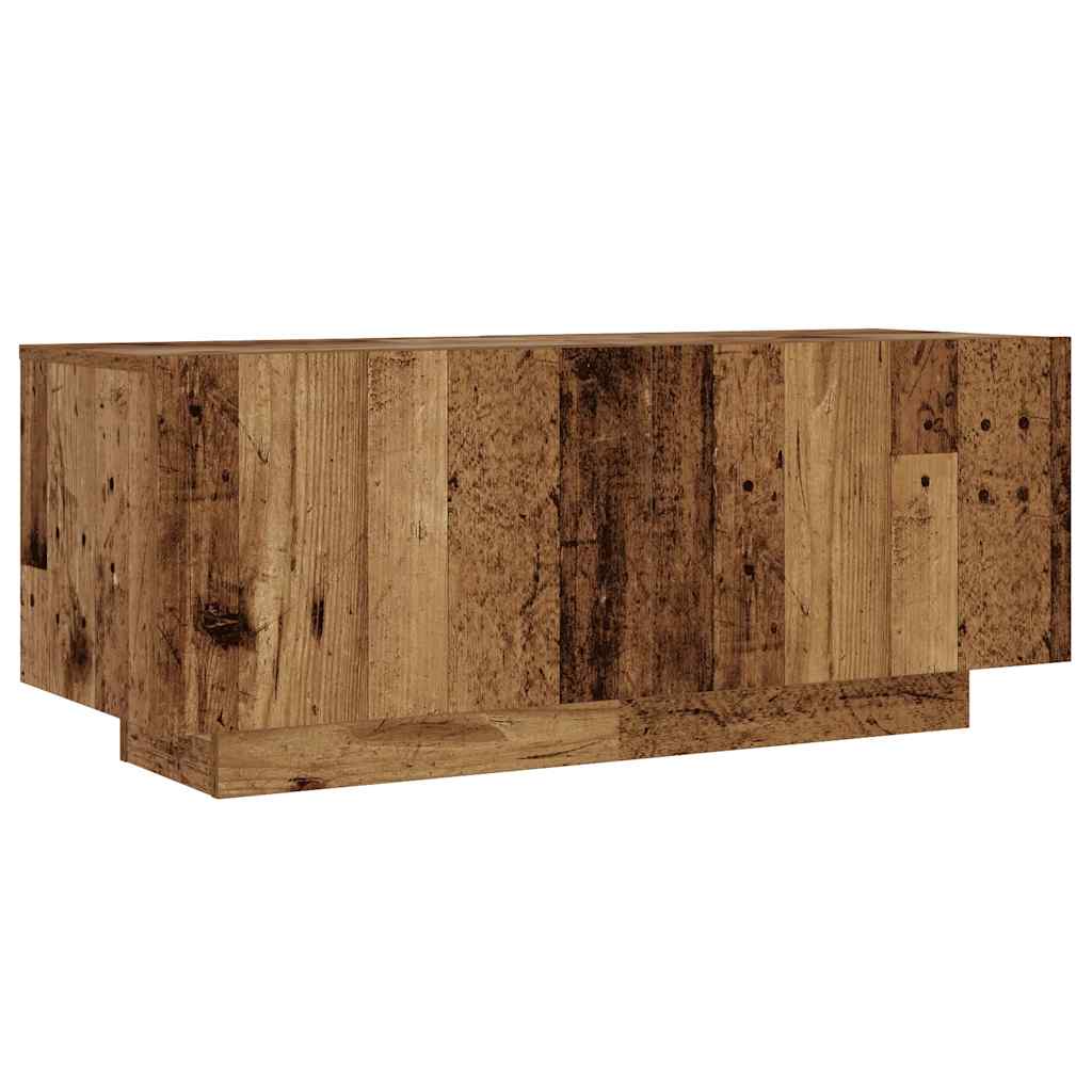 Tv-meubel met LED 200x35x40 cm bewerkt hout artisanaal eiken