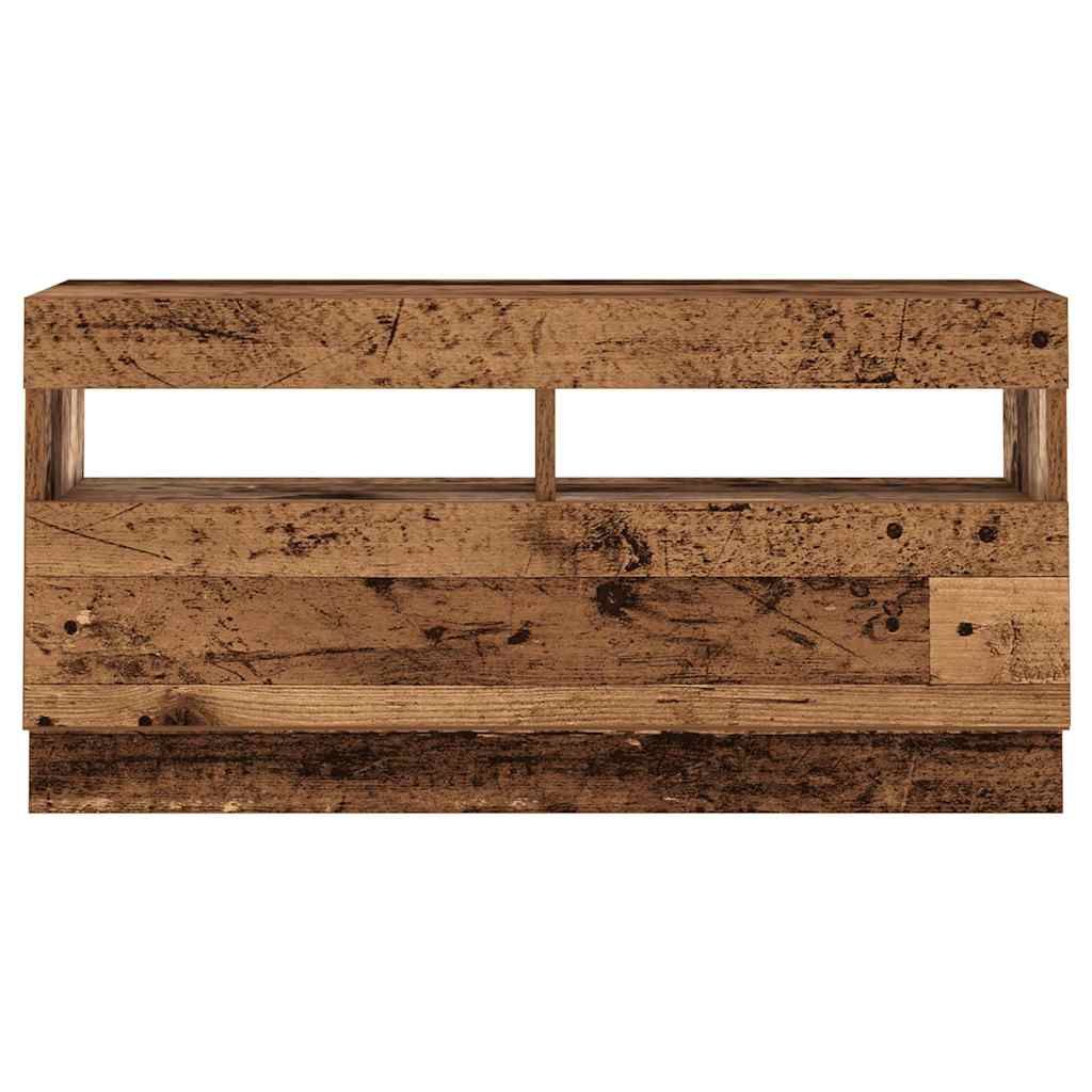 Tv-meubel met LED 260x35x40 cm bewerkt hout artisanaal eiken