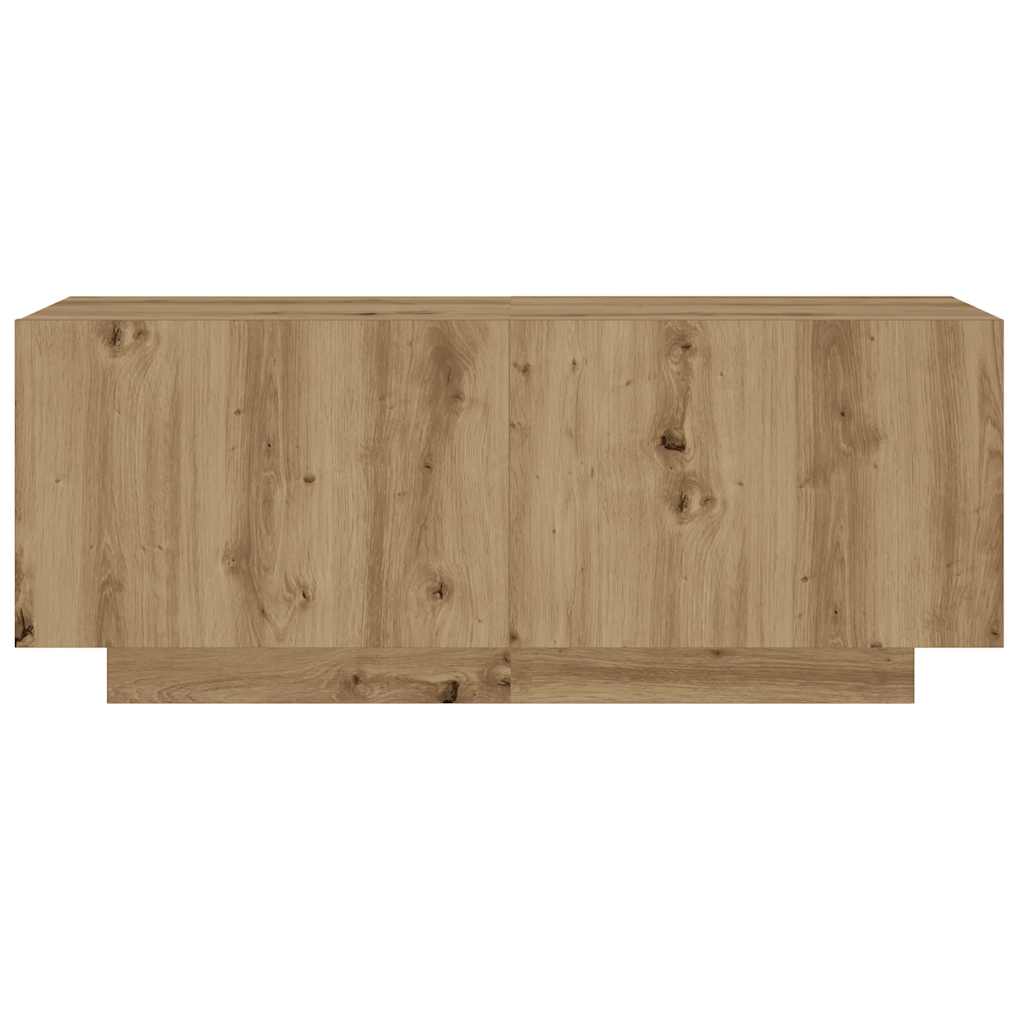 Tv-meubel met LED 260x35x40 cm bewerkt hout artisanaal eiken