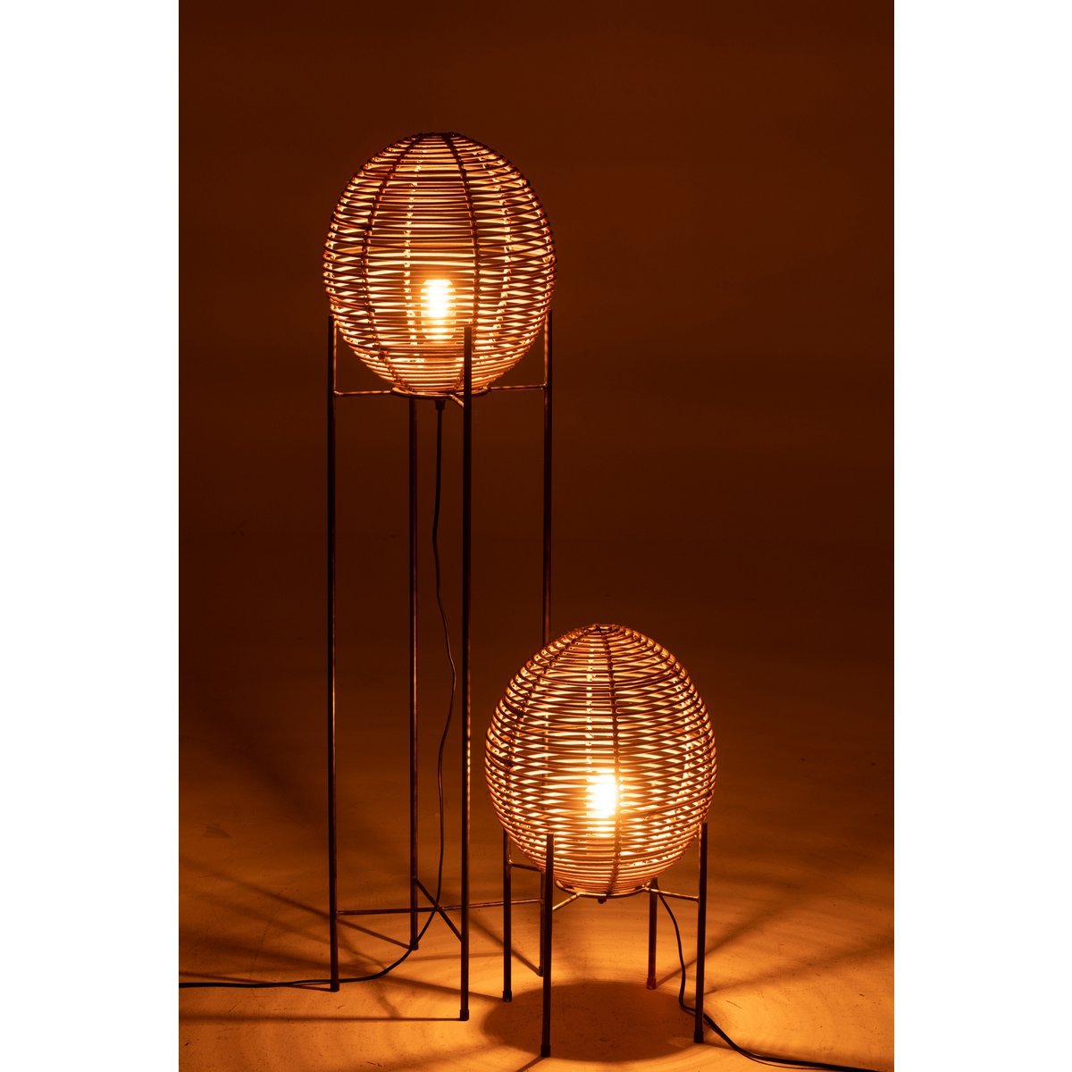 J-Line staanlamp Op Frame - metaal/rotin - naturel