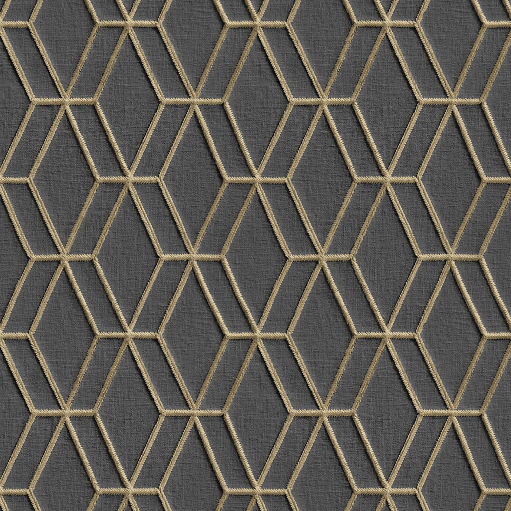 DUTCH WALLCOVERINGS Behang Hexagonal zwart en goudkleurig