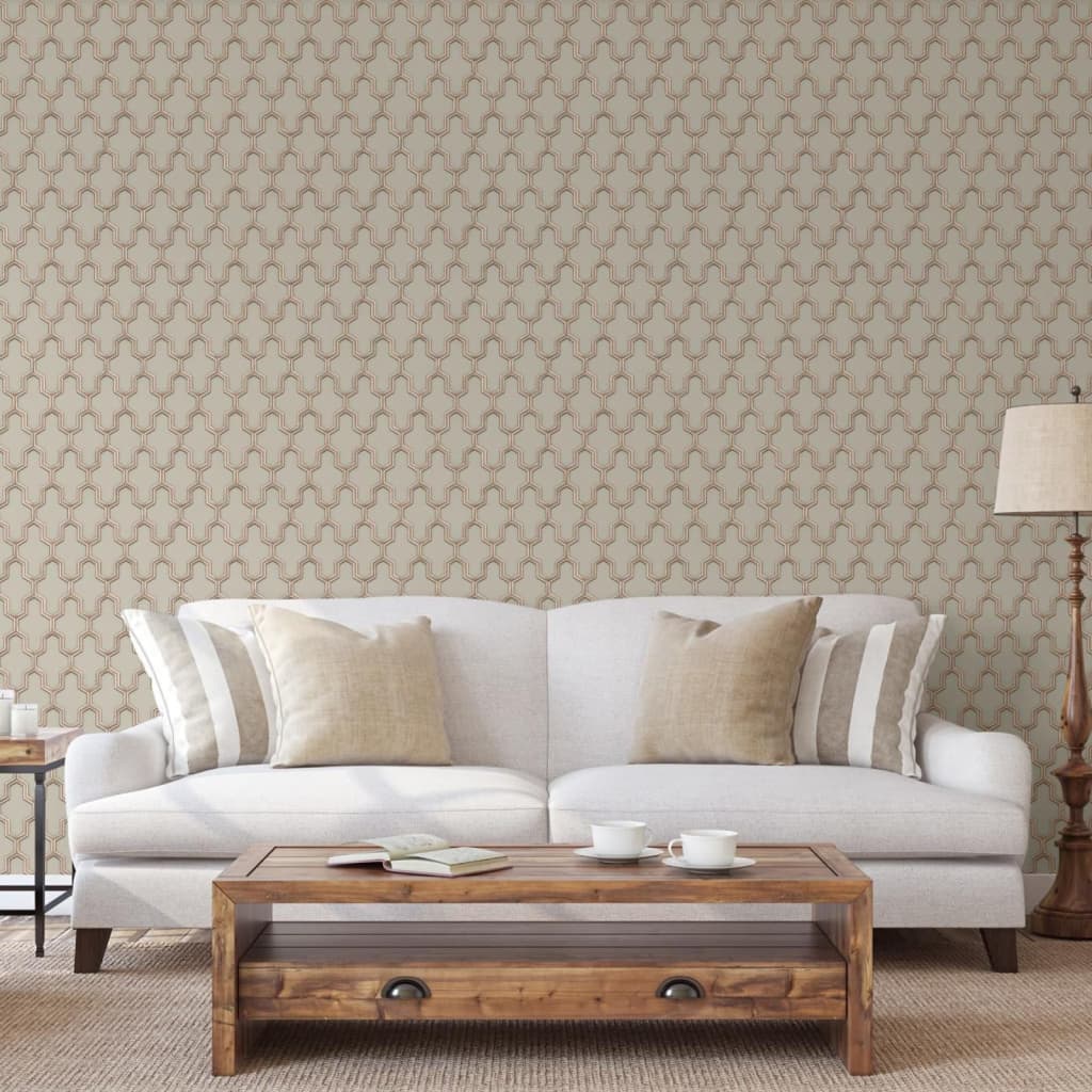 DUTCH WALLCOVERINGS Behang Geometric goudkleurig groen