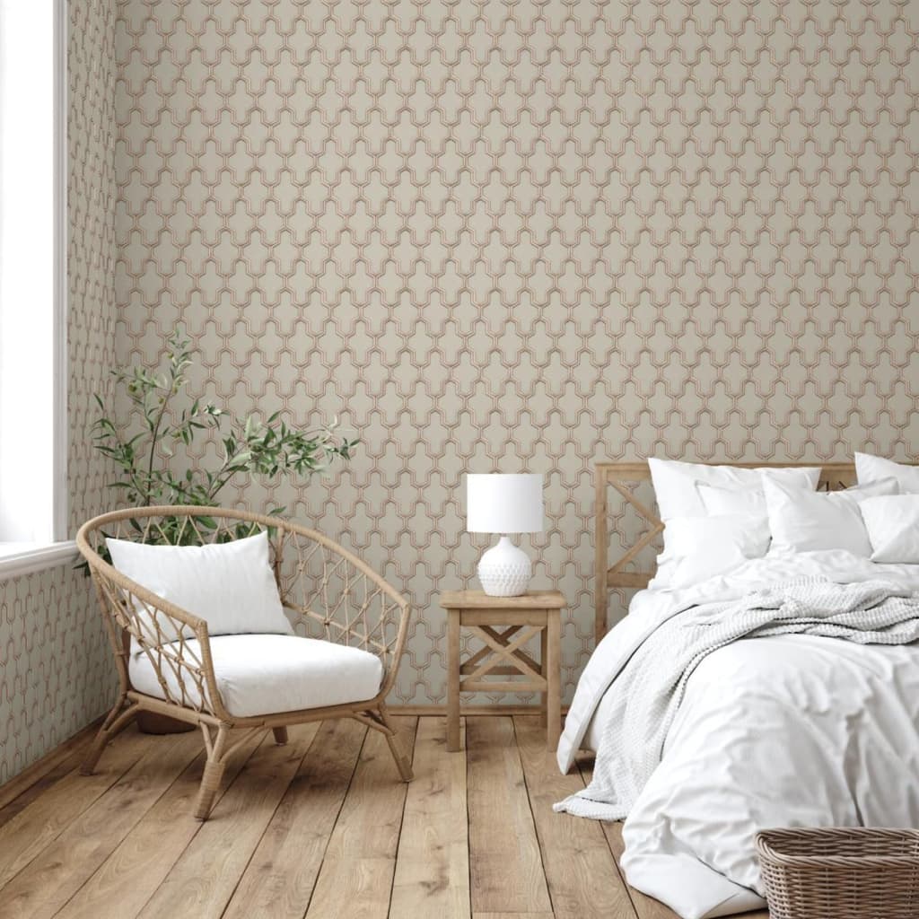 DUTCH WALLCOVERINGS Behang Geometric goudkleurig groen