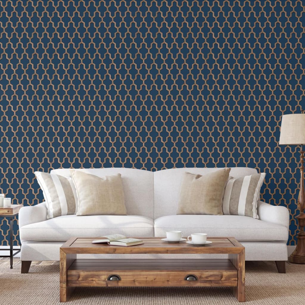 DUTCH WALLCOVERINGS Behang Geometric goudkleurig groen