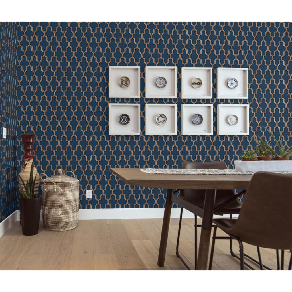 DUTCH WALLCOVERINGS Behang Geometric goudkleurig groen