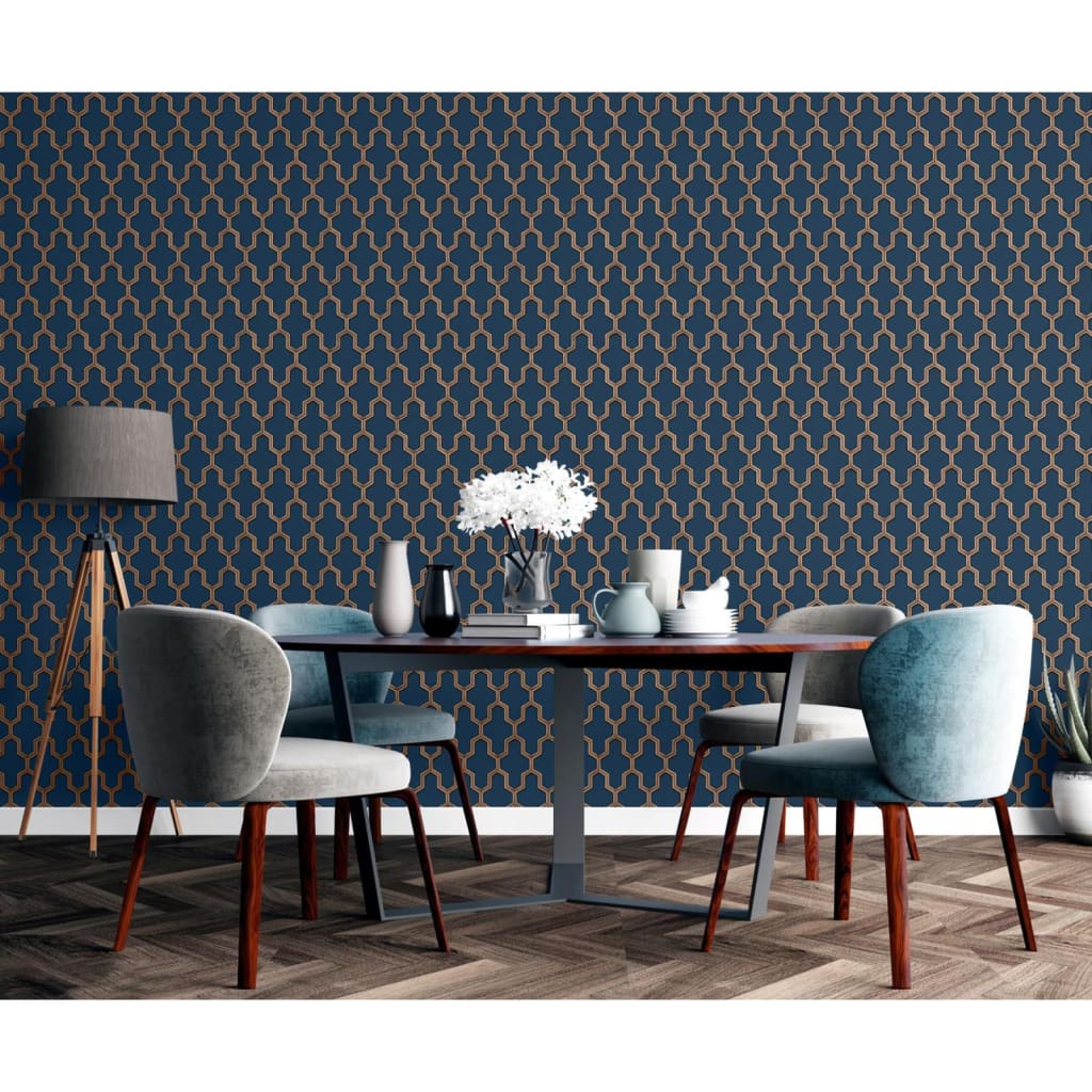 DUTCH WALLCOVERINGS Behang Geometric goudkleurig groen