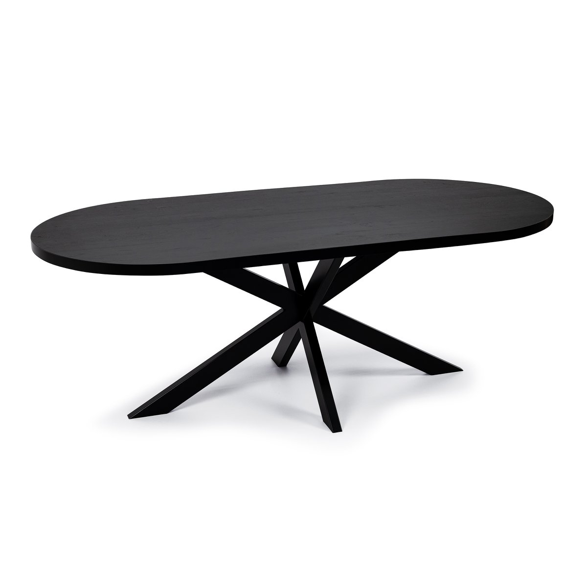 Stalux Plat ovale eettafel 'Noud' 240 x 100, kleur zwart / zwart eiken