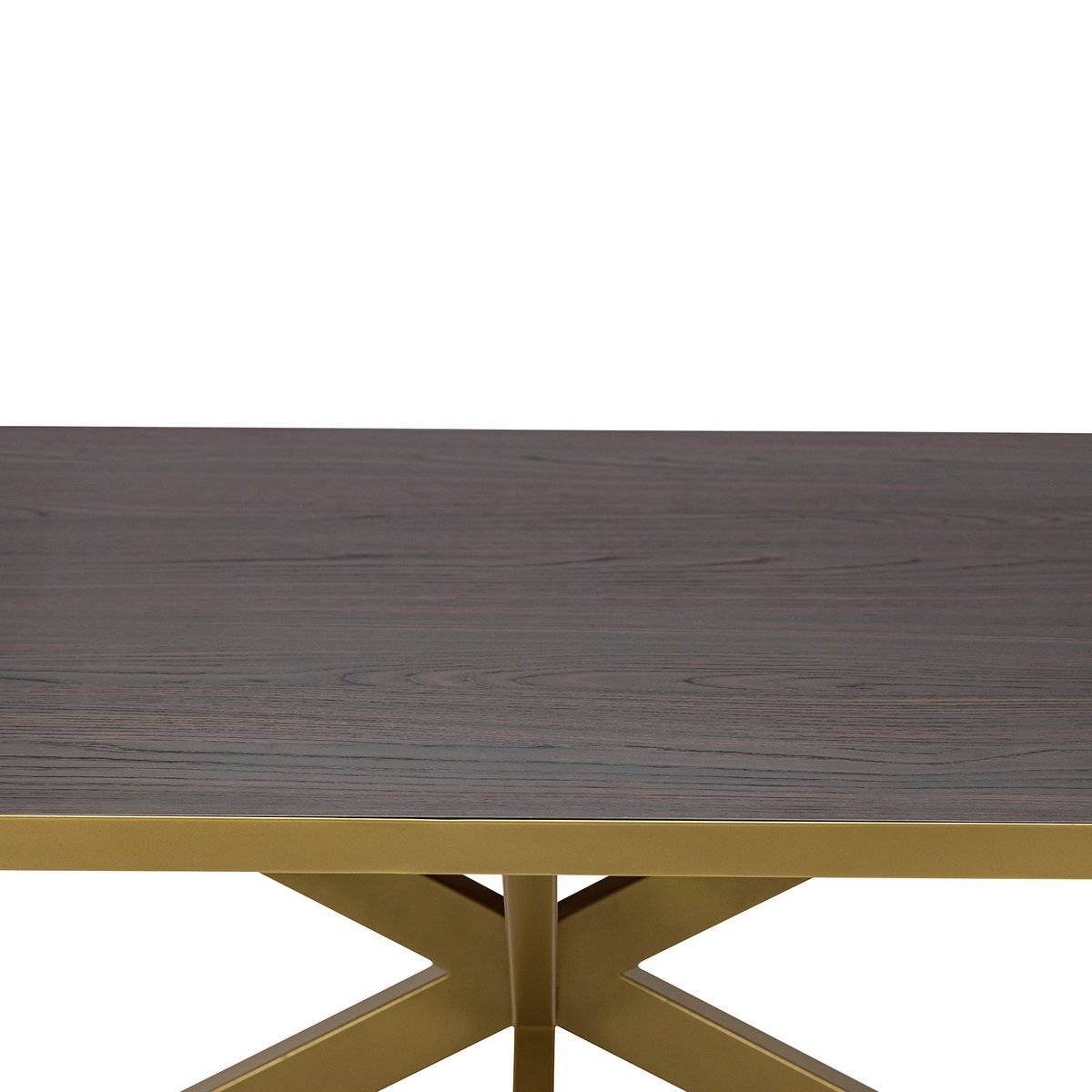 Stalux Plat ovale eettafel 'Noud' 180 x 100, kleur goud / bruin hout