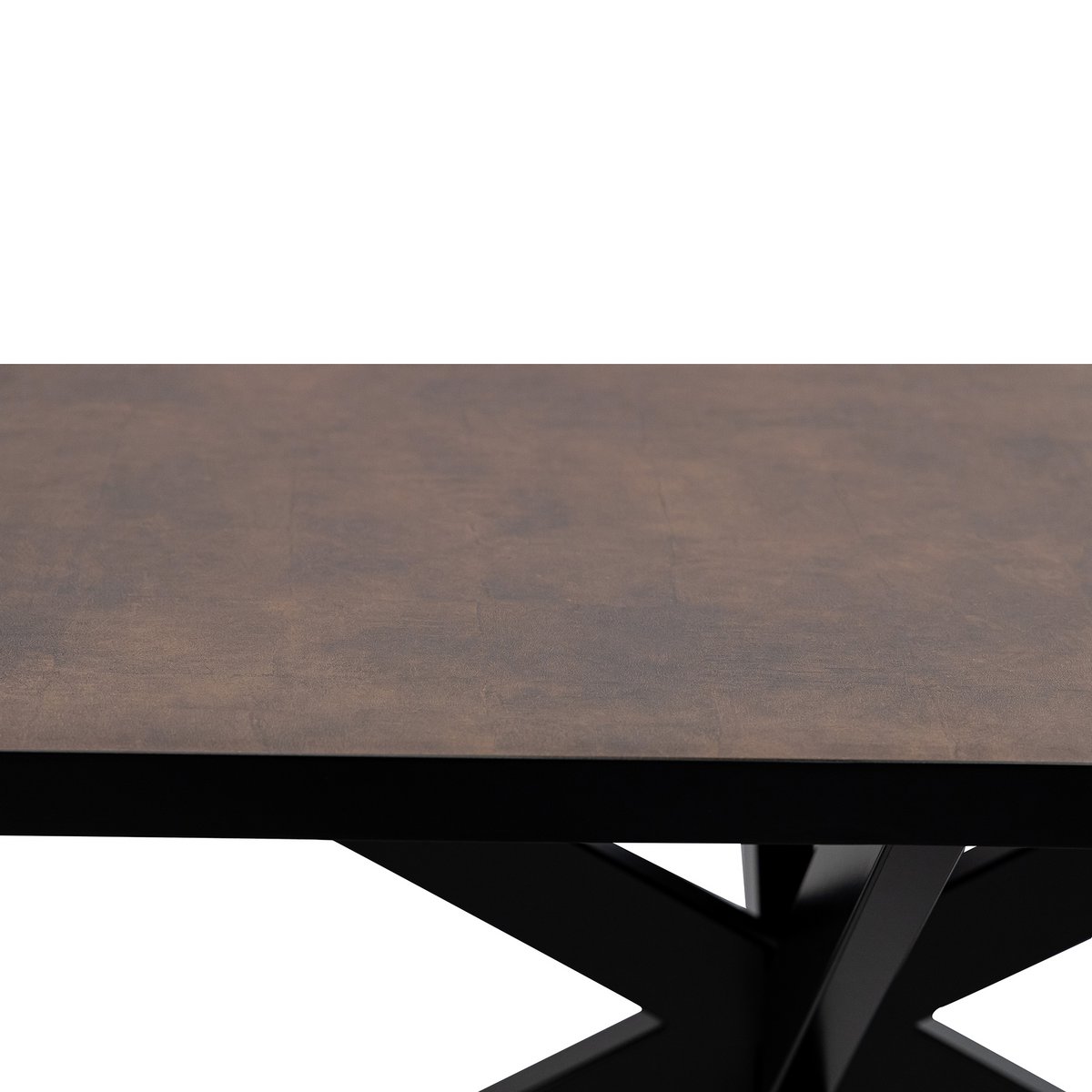 Stalux Plat ovale eettafel 'Noud' 210 x 100, kleur zwart / lederlook bruin