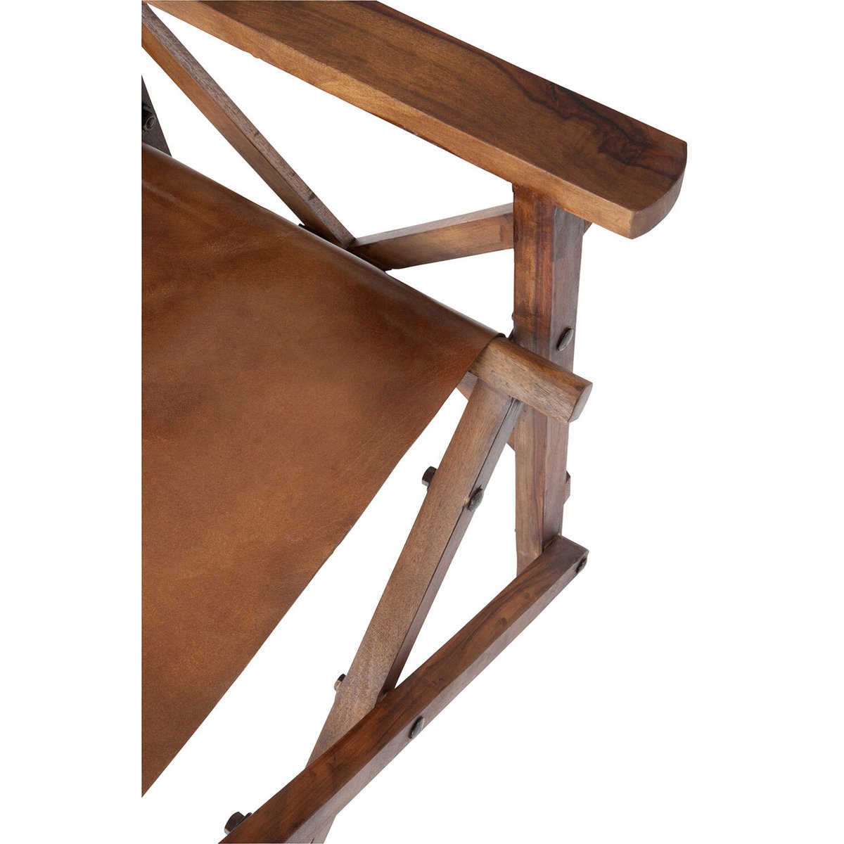 J-Line Regisseurstoel Plooibaar Hout/Leder Cognac