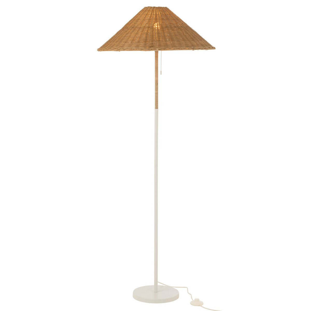 J-Line staande Lamp - metaal/rotan - wit/naturel