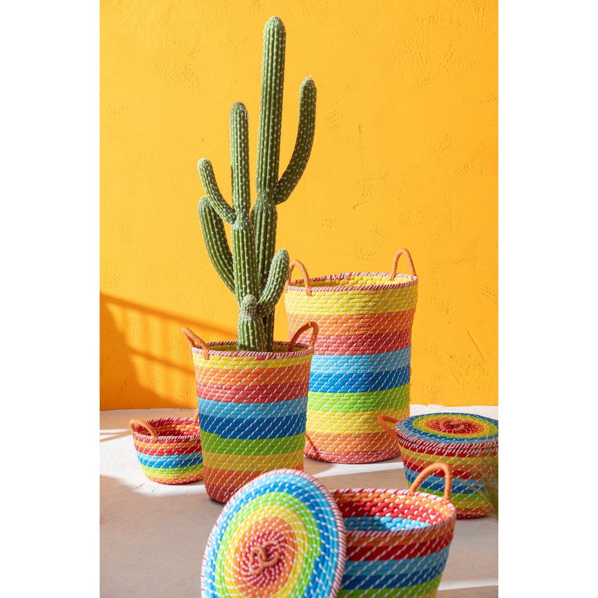 J-Line Cactus+Pot Kunststof Groen/Melamine Wit Large