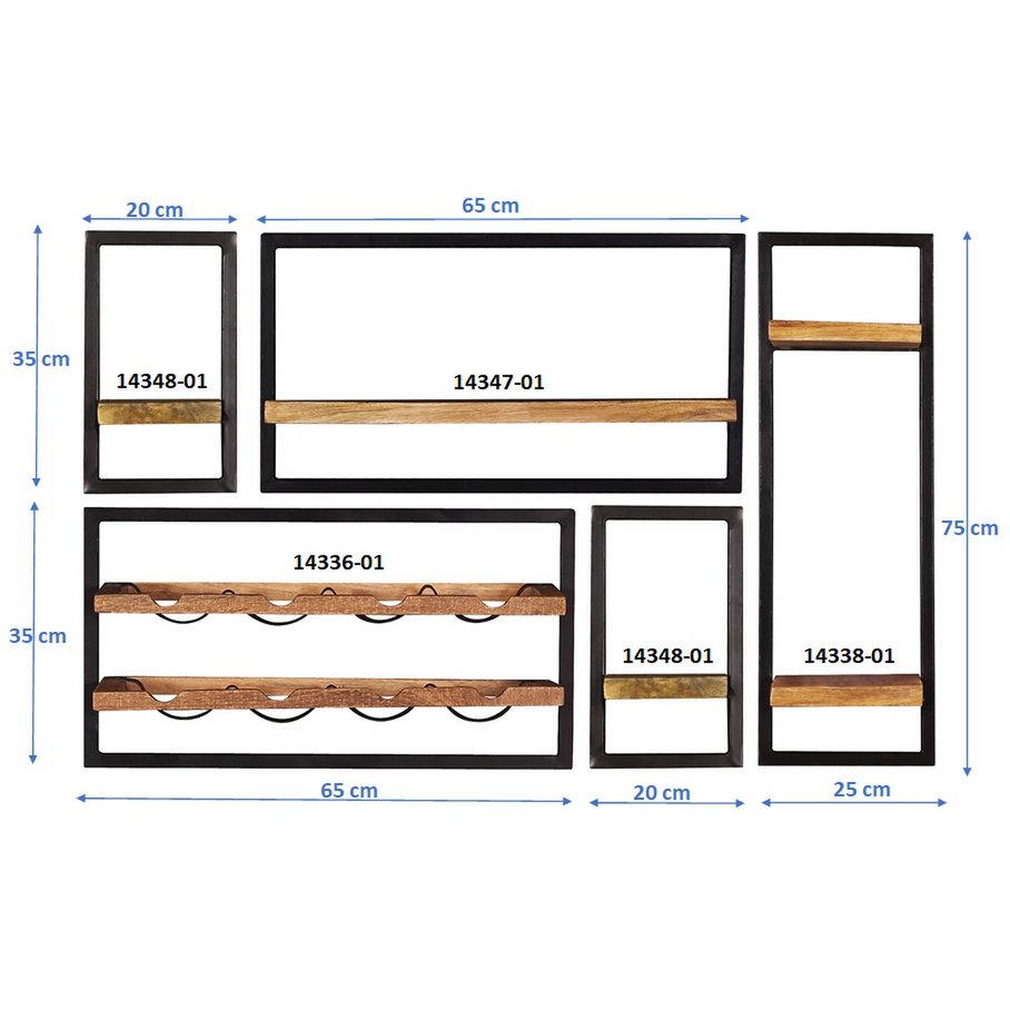 Wandplankenset, 5 stuks