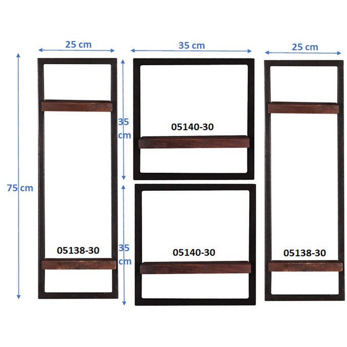 Wandplankenset, 4 stuks