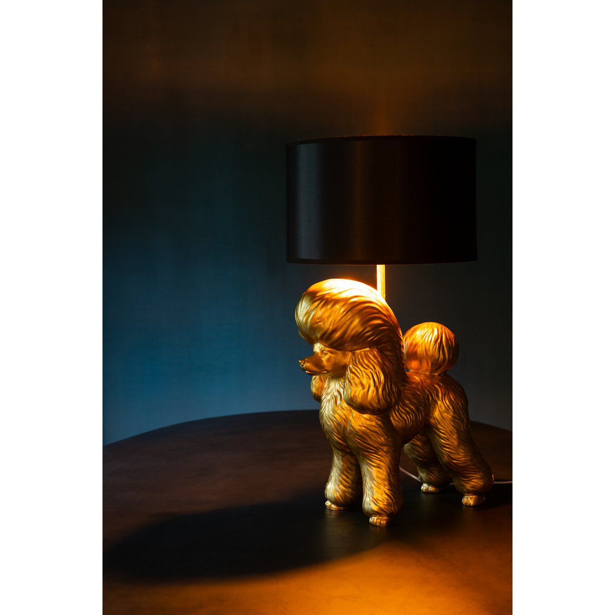 J-Line Lamp Hond Poodle Resine Goud