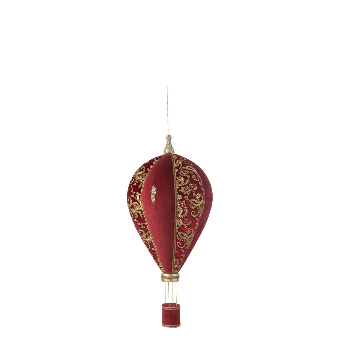 J-Line Heteluchtballon Hangend Polyfoam/Textiel Rood/Goud Medium