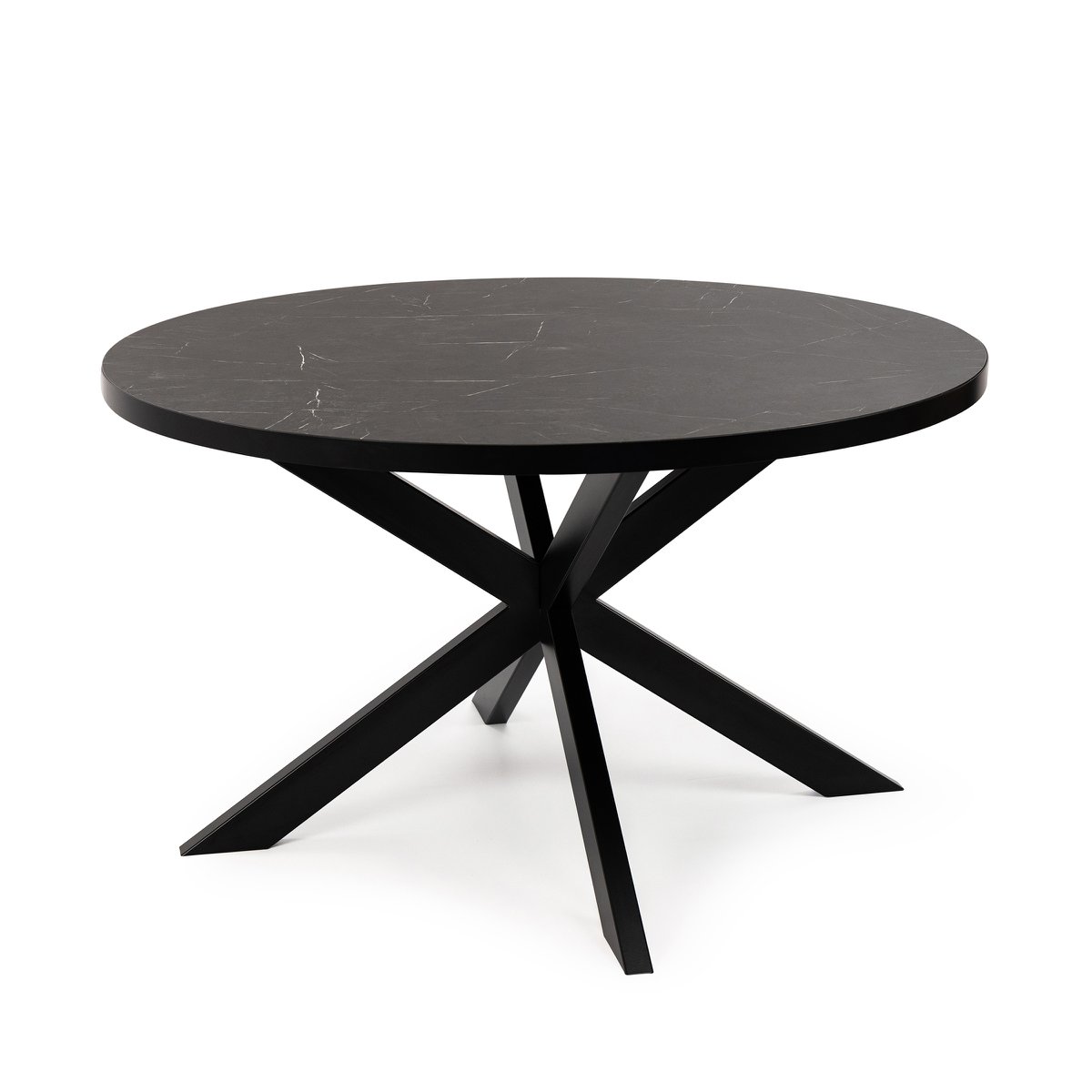 Stalux Ronde eettafel 'Daan' 120cm, kleur zwart / zwart marmer