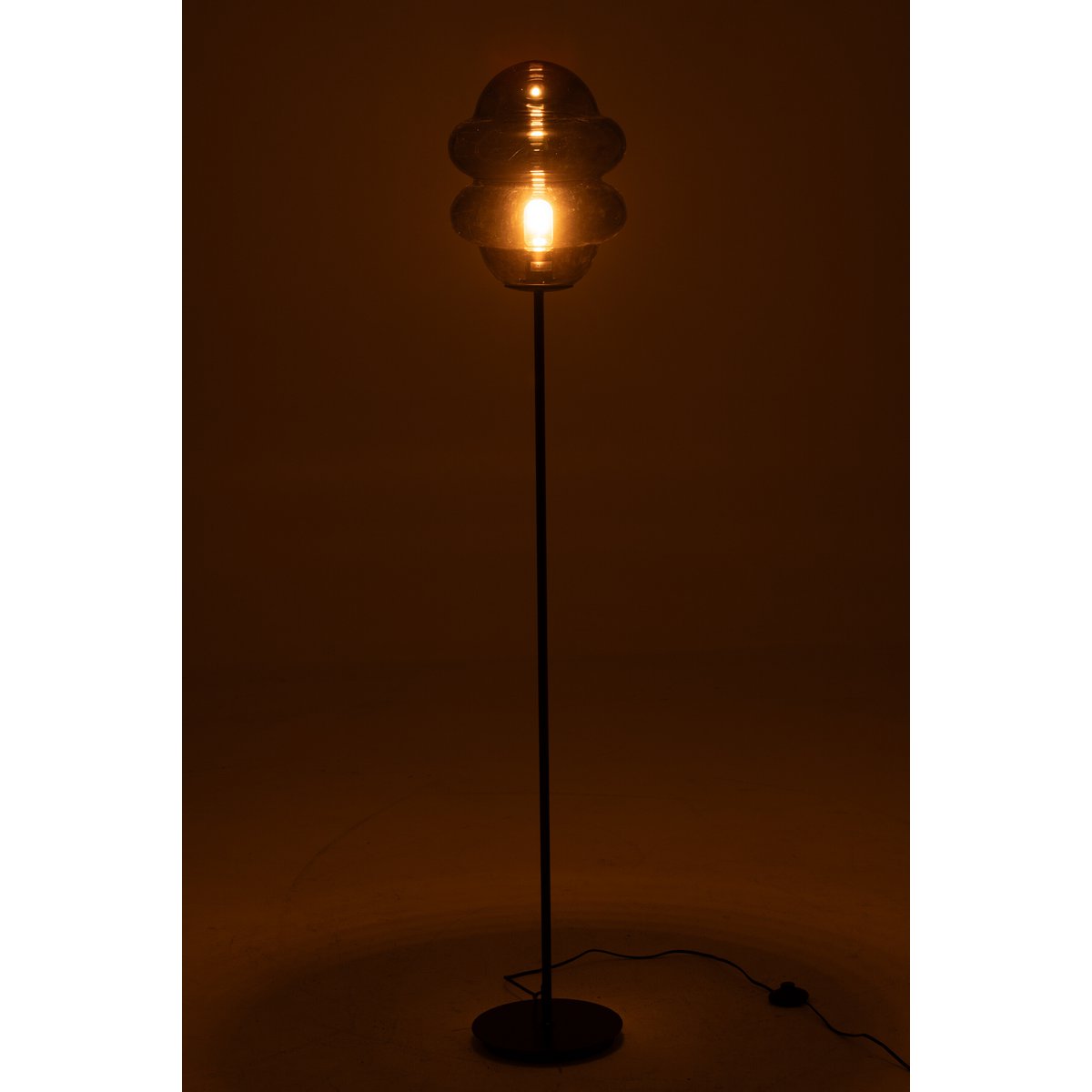 J-Line Staanlamp Honinglepel Glas Grijs