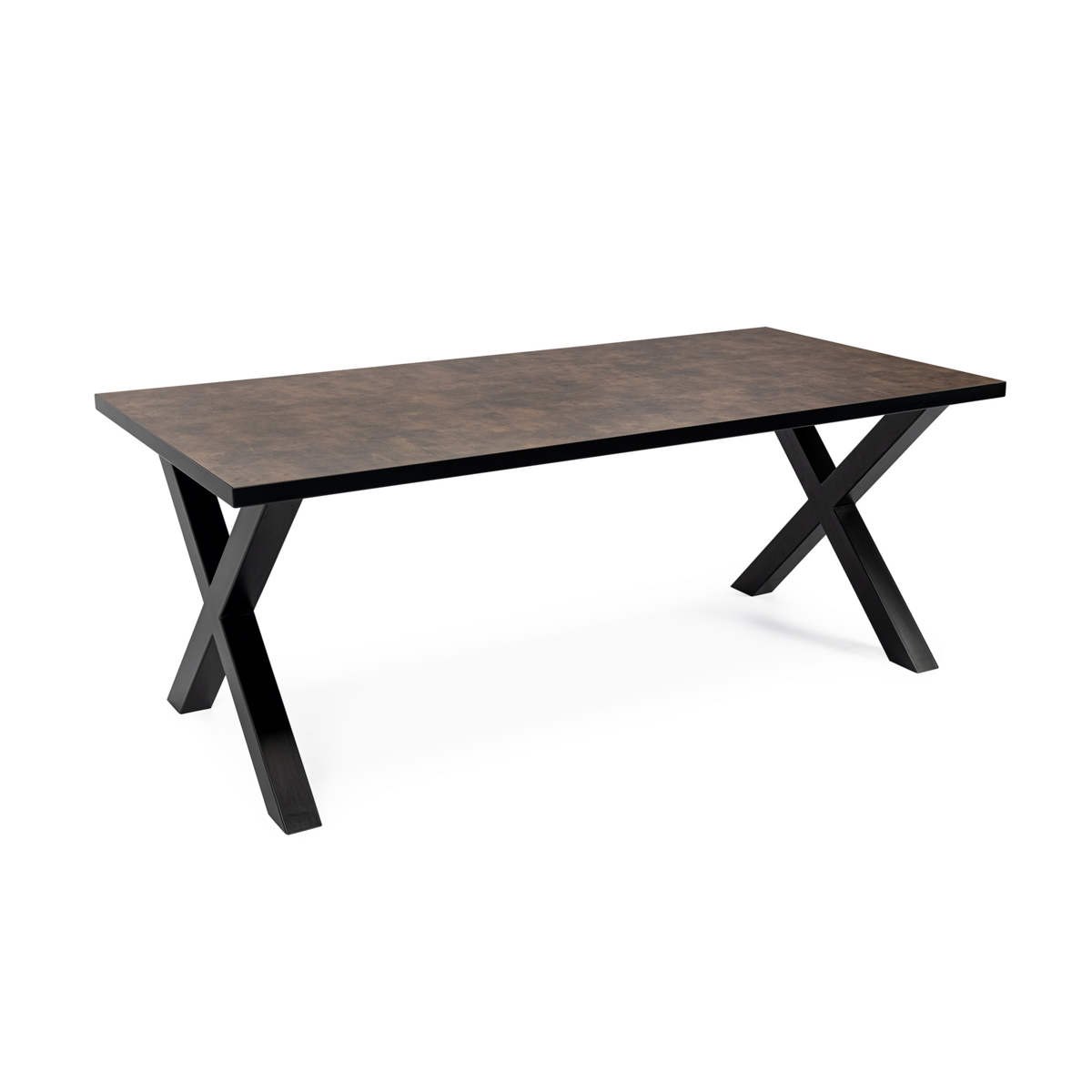 Stalux Eettafel 'Roos' 200 x 100cm, kleur zwart / lederlook bruin