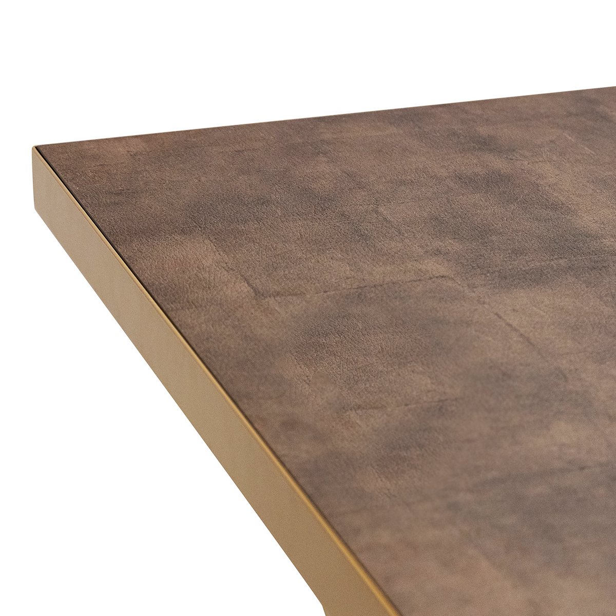 Stalux Eettafel 'Roos' 180 x 100cm, kleur goud / lederlook bruin