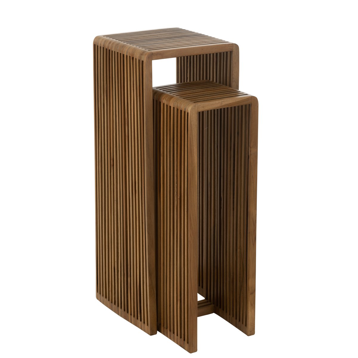 J-Line bijzetafel Kubus Gerecycleerd Teak - hout naturel