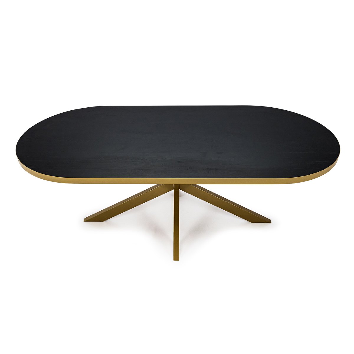 Stalux Plat ovale eettafel 'Noud' 240 x 100, kleur goud / zwart eiken