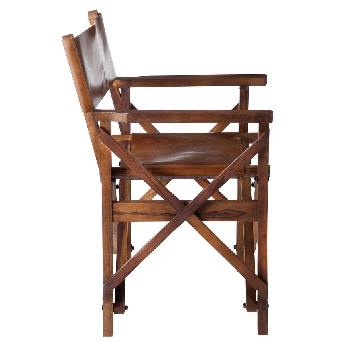 J-Line Regisseurstoel Plooibaar Hout/Leder Cognac